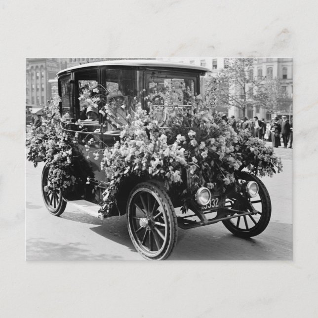 Suffragette Blume Auto: 1914 Postkarte (Vorderseite)