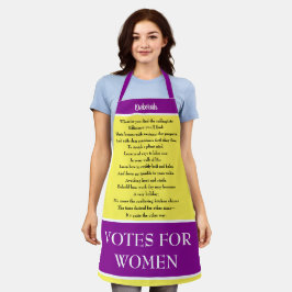 Suffragette Votes for Women Cookbook Gedicht Schürze