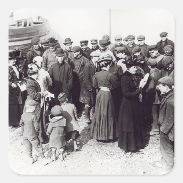 Suffragettes in Hastings, 1908 Quadratischer Aufkleber (Vorderseite)