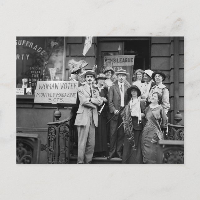 Suffragettes und ihre Männer, 1913 Postkarte (Vorderseite)
