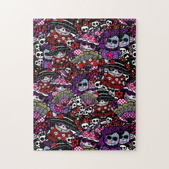 Sugar Art Skulls Day of the Dead Doodles Pattern (Vertikal)