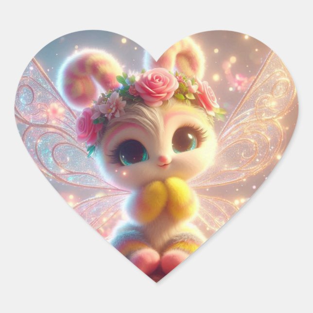 Sugar Cat Butterfly Herz-Aufkleber (Vorderseite)