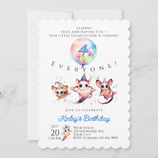 Sugar Glider Birthday Invitation Einladung