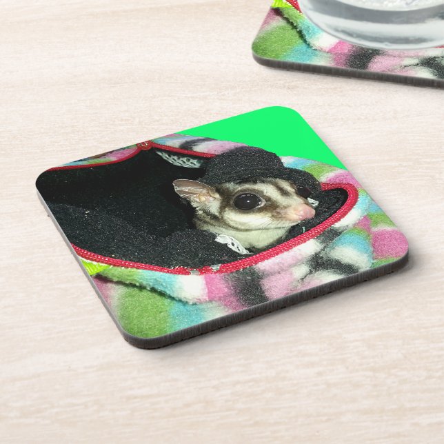 Sugar Glider mit einem Hut Getränkeuntersetzer (Linke Seite)