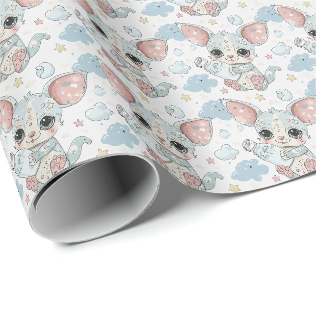 Sugar Glider Niedlich Baby Pastell Wasserfarben Mu Geschenkpapier (Rolleneckpunkt)