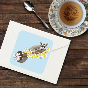 Sugar Glider Niedlich Floral Quadratischer Aufkleber