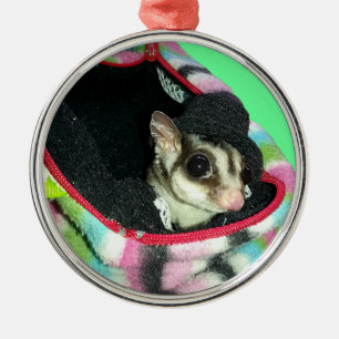 Sugar Glider Wearing a Hat Ornament Aus Metall