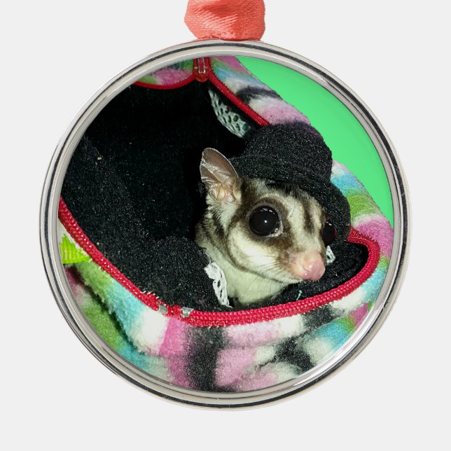 Sugar Glider Wearing a Hat Ornament Aus Metall (Vorne)