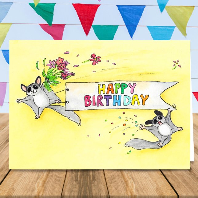 Sugar Gliders Happy Birthday Gruß Karte (Von Creator hochgeladen)