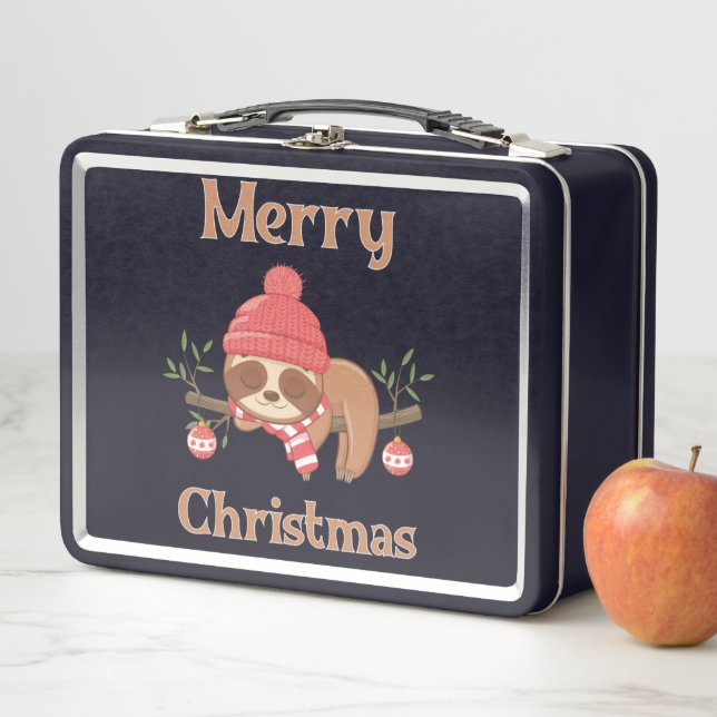 Sugar Niedlich Sloth Christmas Metall Brotdose (Beispiel)