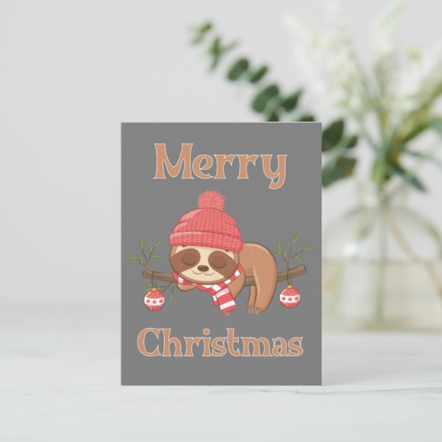 Sugar Niedlich Sloth Christmas Postkarte (Stehend Vorderseite)