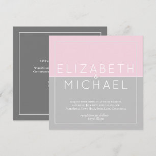 Sugar Pink Gray Moderne Hochzeitseinladung Einladung