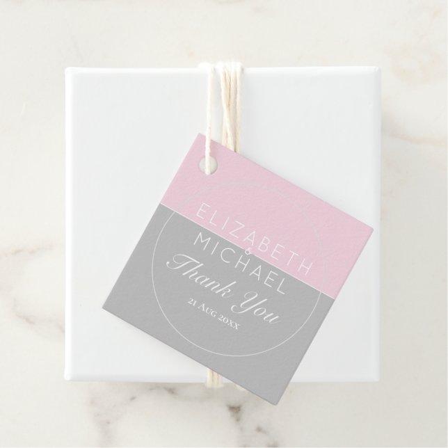 Sugar Pink Gray Vielen Dank Gastgeschenk Hochzeit  Geschenkanhänger (Beispiel)