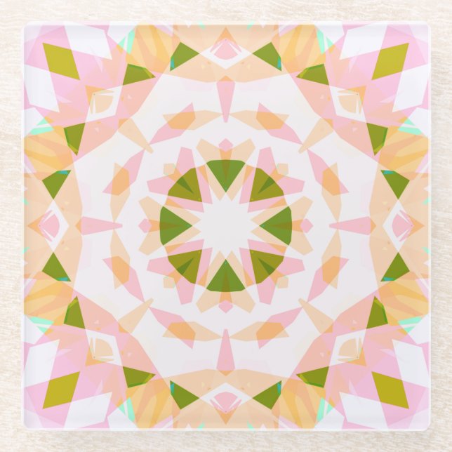 Sugar Pink Spring Green Star Dopamin Dekoration Ar Glasuntersetzer (Vorderseite)