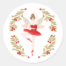 Sugar Plum Fairy Nutcracker Weihnachten Runder Aufkleber