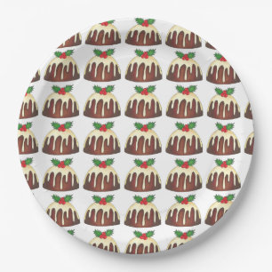 Sugar Plum Pudding Weihnachtsessen Britisches Esse Pappteller
