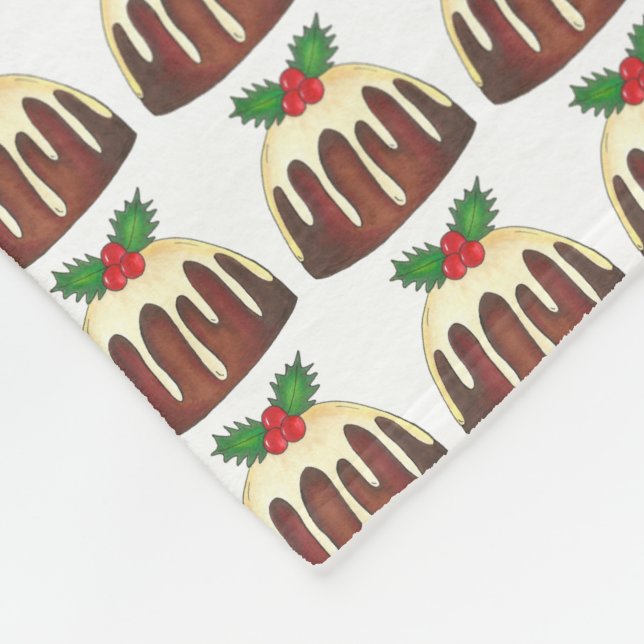 Sugar Plum Pudding Weihnachtsfeier Dessert Fleecedecke (Ecke)