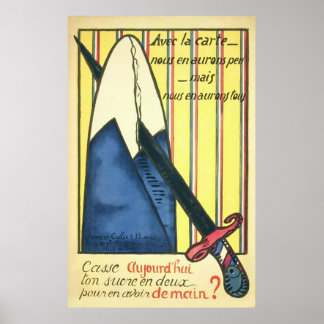 Sugar Rationing ~ Vintager französischer Weltkrieg Poster