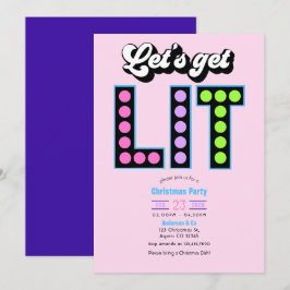 Sugar Rush Let's Get Lit Retro Christmas Party Einladung