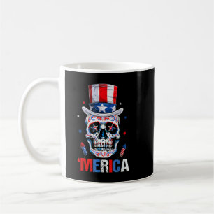Sugar Skull 4. Juli Patriotic American Indepen Kaffeetasse