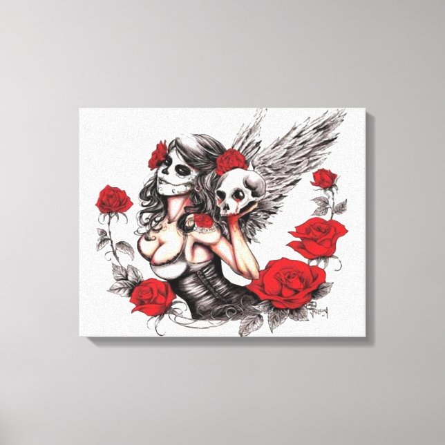 Sugar Skull Angel Leinwanddruck (Vorderseite)