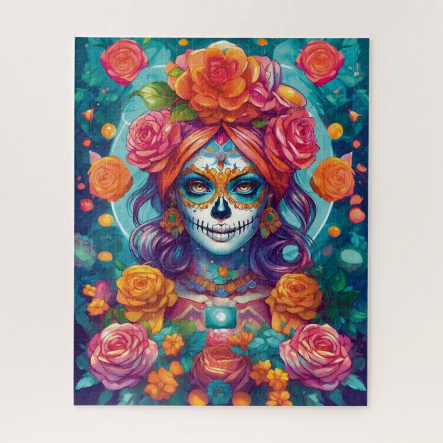 Sugar Skull Art - Blühende Mystik (Vertikal)