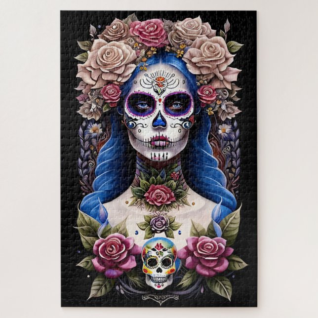 Sugar Skull Art - Blühende Schönheit (Vertikal)