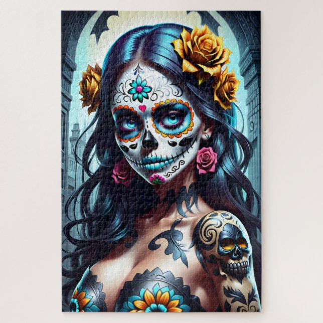 Sugar Skull Art - Blühende Schönheit (Vertikal)