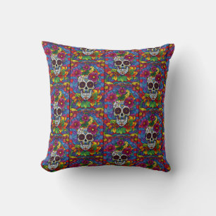 Sugar Skull Art - Blumenfiesta Kissen