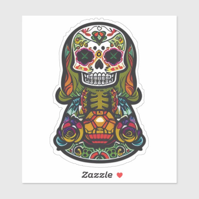 Sugar Skull Art - Candle-Lit Female Skelett Aufkleber (Blatt)