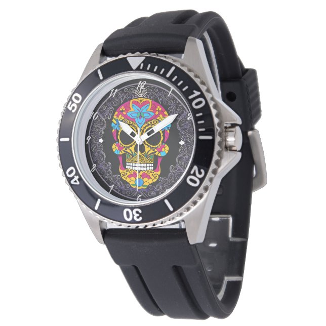 Sugar Skull Art - Der Geist Mexikos Armbanduhr (Schrägansicht)