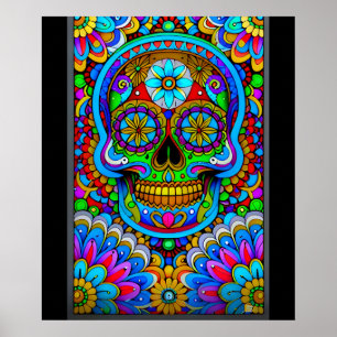 Sugar Skull Art - Ein Spektrum von Spirituosen Poster