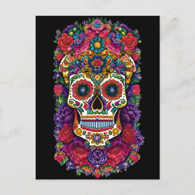 Sugar Skull Art - Eine bunte Hommage Postkarte (Vorderseite)