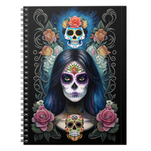 Sugar Skull Art - Farbenfrohe Skulptur Notizblock