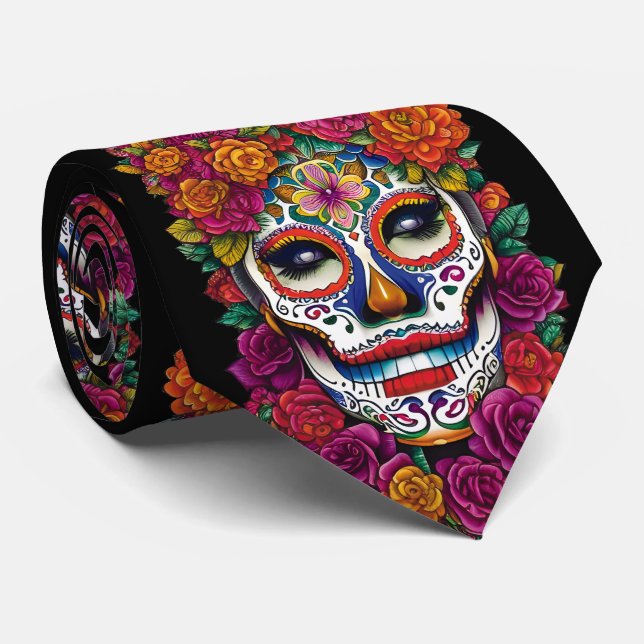 Sugar Skull Art - Farbenfrohe Traditionen Mexikos Krawatte (Gerollt)