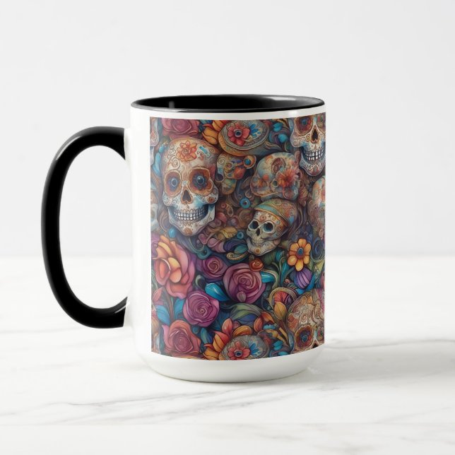 Sugar Skull Art - Intricate Day of the Dead Tasse (Links)