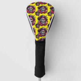 Sugar Skull Art - Jolly Pirate Skull (Gelb) Golf Headcover