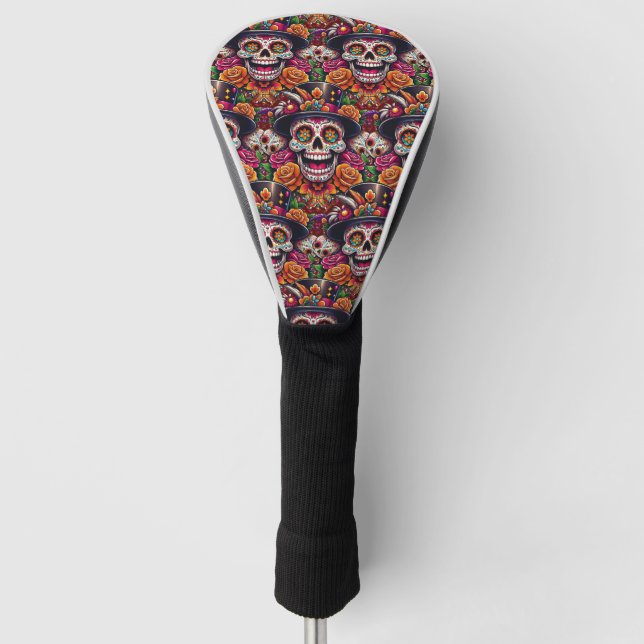 Sugar Skull Art - Marigold Sugar Skull Golf Headcover (Vorderseite)