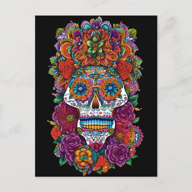 Sugar Skull Art - Mesmerisieren der Schönheit Postkarte (Vorderseite)
