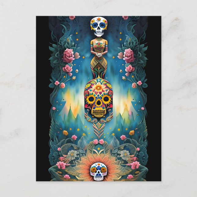 Sugar Skull Art - Mexikanischer Tag der Toten: Postkarte (Vorderseite)