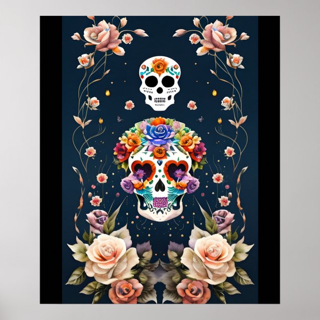 Sugar Skull Art - Mexikanisches Erbe Poster (Vorne)