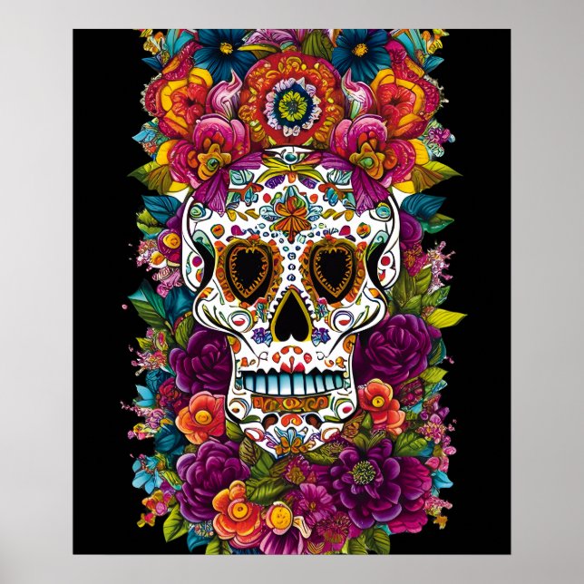 Sugar Skull Art - Mexikos Tag der Toten Poster (Vorne)