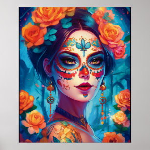 Sugar Skull Art - Mystische Rose Poster