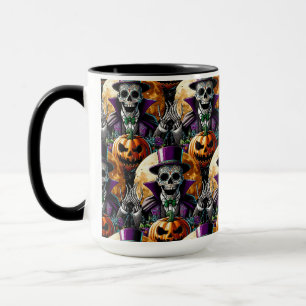 Sugar Skull Art - Pumpkins MitternachtsHalloween Tasse