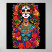Sugar Skull Art - Schöne Frau in Blume