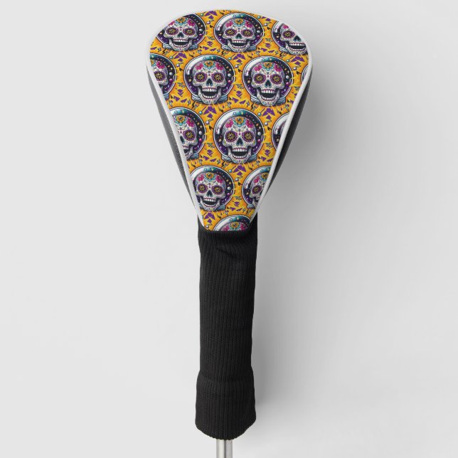 Sugar Skull Art - Sugar Skull Astronaut Golf Headcover (Vorderseite)