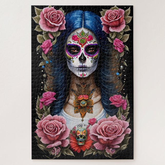 Sugar Skull Art - Traditionelle Frau (Vertikal)