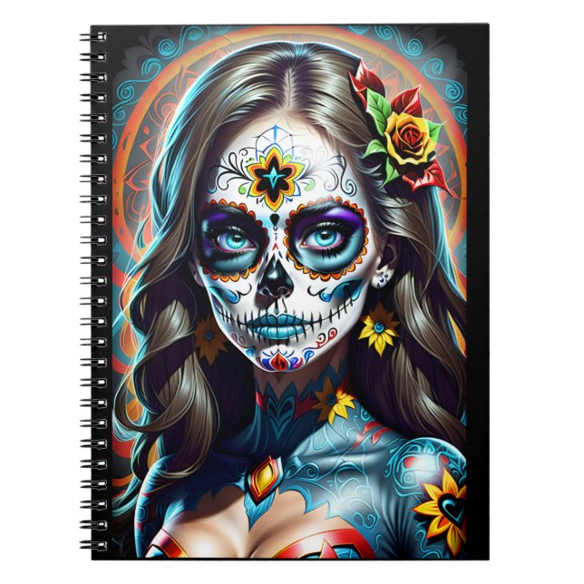 Sugar Skull Art - Vivid and Bold Notizblock (Vorderseite)