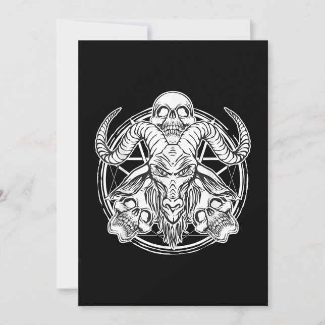 Sugar Skull Baphomet Ziegengeschenk Einladung (Vorderseite)