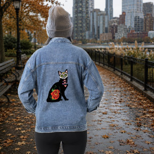 Sugar Skull Black Cat Jeansjacke